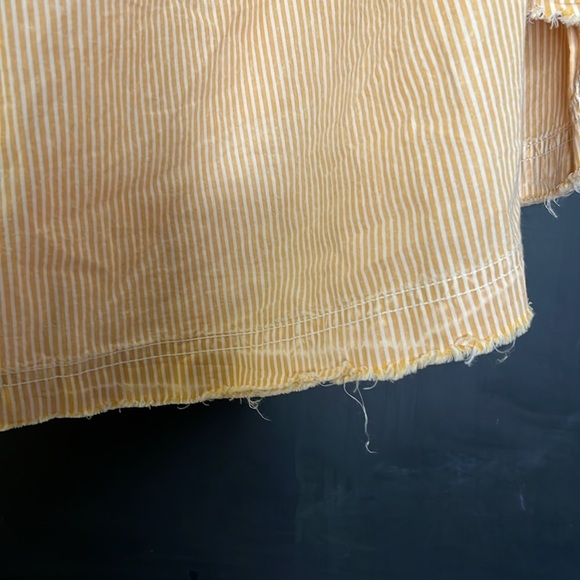Free People We The Free Women Sz Large Orange Yellow Striped Oxford Swing Tunic - Picture 5 of 5
